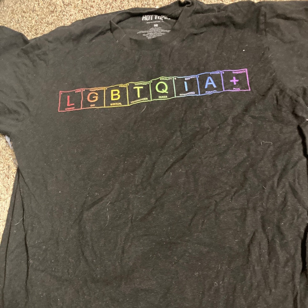 Black, rainbow themed pride shirt